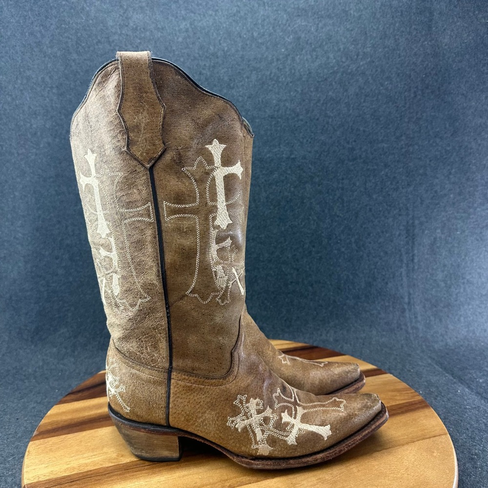 Corral Circle G Boots Womens 9.5M L5038 Brown Cross Western Boots